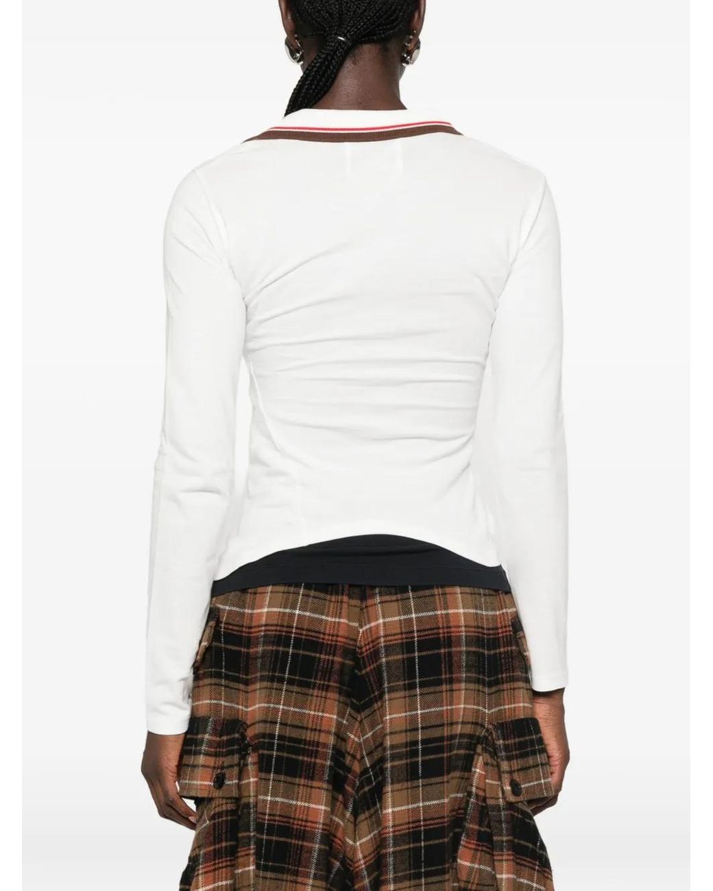Vivienne Westwood White Orb-Embroidered Asymmetric Polo Shirt