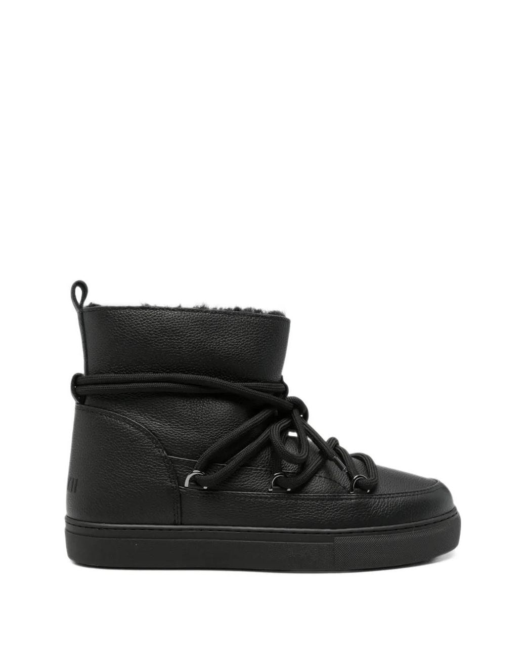 Inuikii Black Lace-Up Pebbled-Leather Boots for men