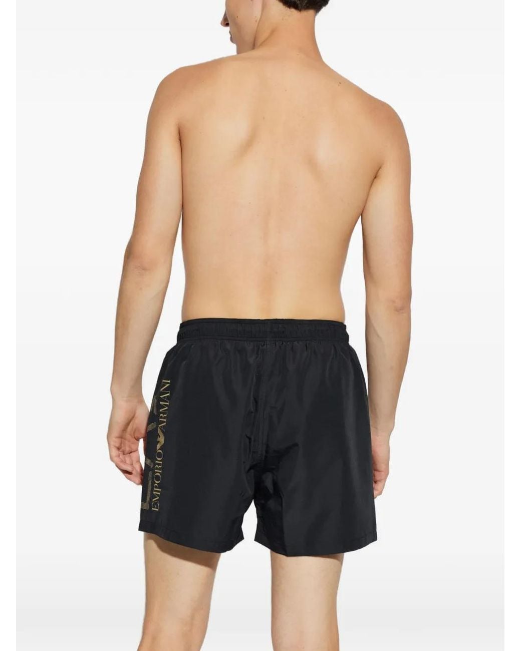 EA7 Black Logo-Print Drawstring Swim Shorts for men