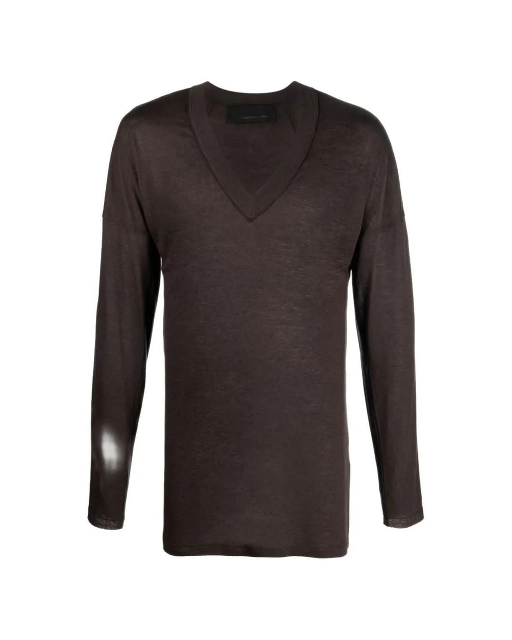 Tessitura Black V-Neck Long-Sleeve T-Shirt for men
