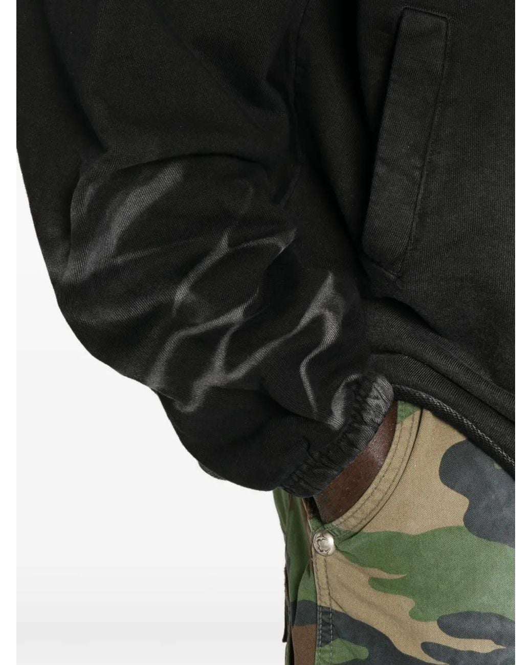 THUG CLUB Black Graphic-Print Drawstring Hoodie for men