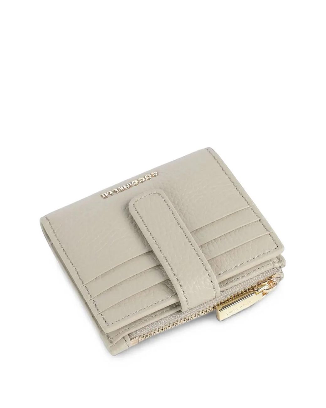 Coccinelle Gray Portefeuille Métallisé En Cuir Grainé