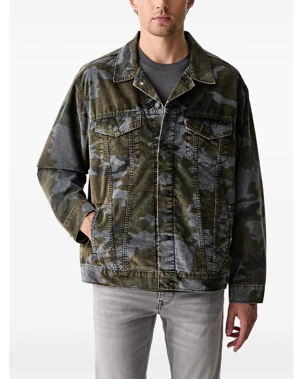 Levi's Gray Camouflage-Print Corduroy Jacket for men
