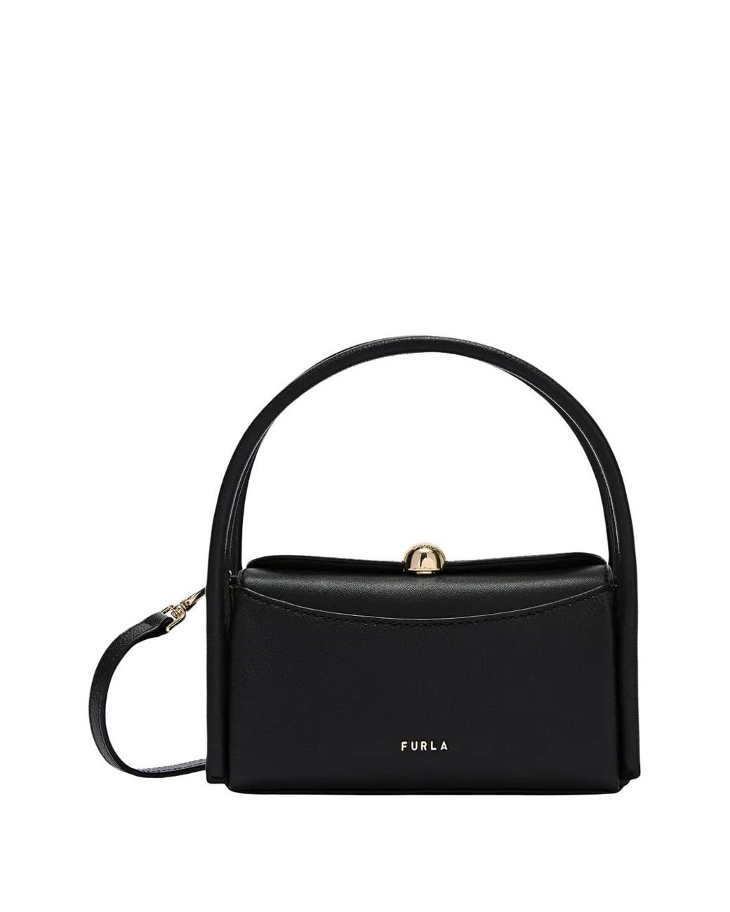 Furla Black Mini Nicole Calf Leather Tote Bag