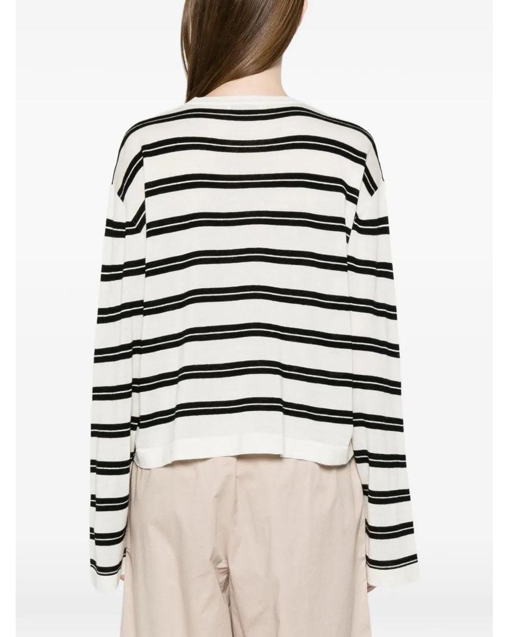 Soft Goat White Striped Long-Sleeve Sweater