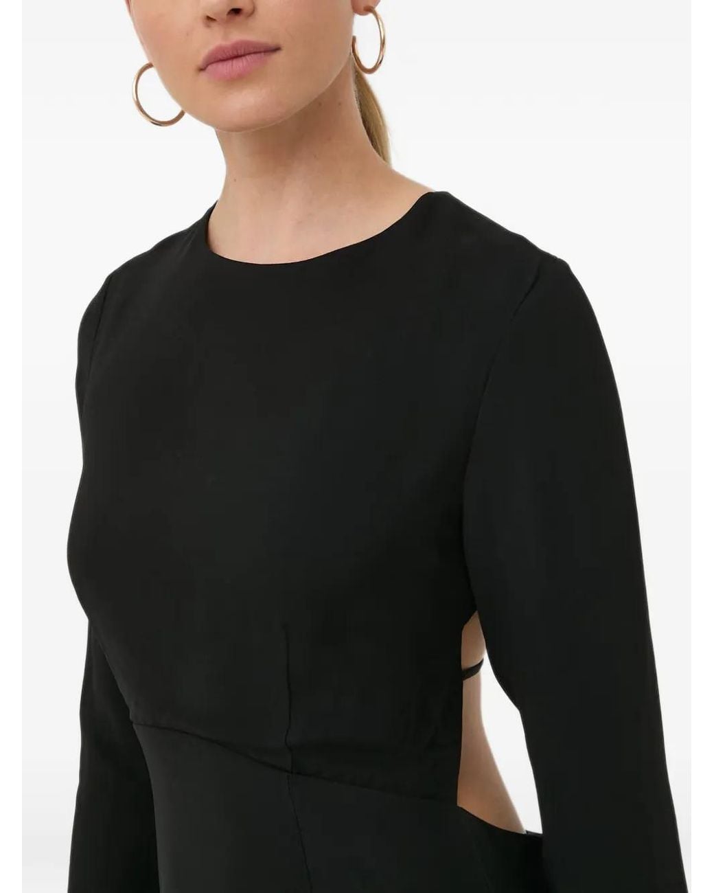 Herskind Black Olivia Tie-Back Long-Sleeve Mini Dress