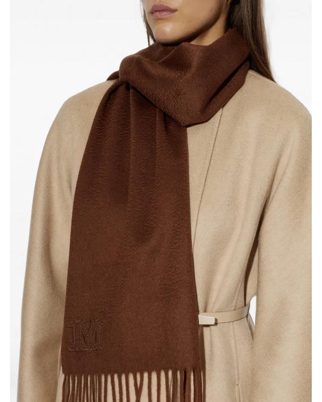 Max Mara Brown Wsdalia Cashmere Scarf