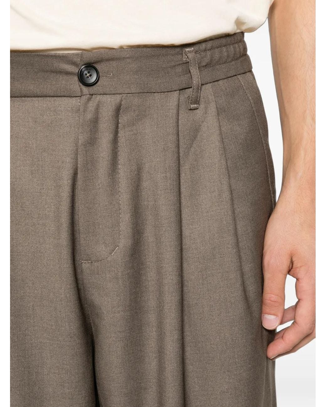 Imperial Gray Pleated-Waistband Trousers for men