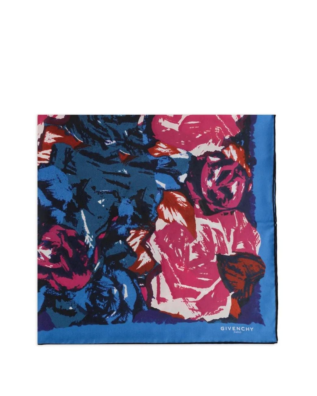 Givenchy Blue Floral-Print Silk Scarf
