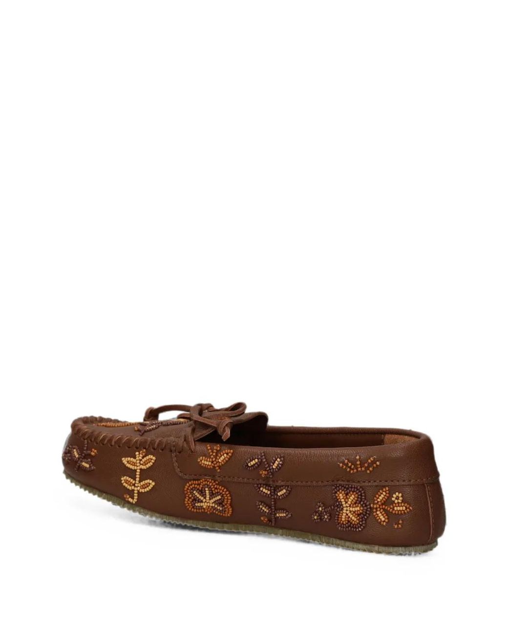 De Siena Shoes Brown Arianna Bead-Embellished Leather Loafers