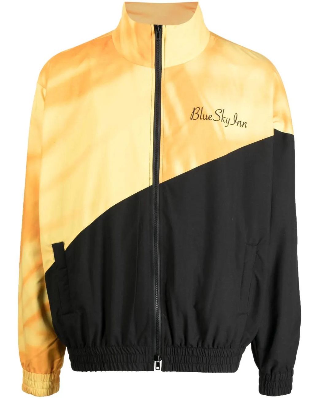 BLUE SKY INN Black Embroidered-Logo Two-Tone Jacket for men