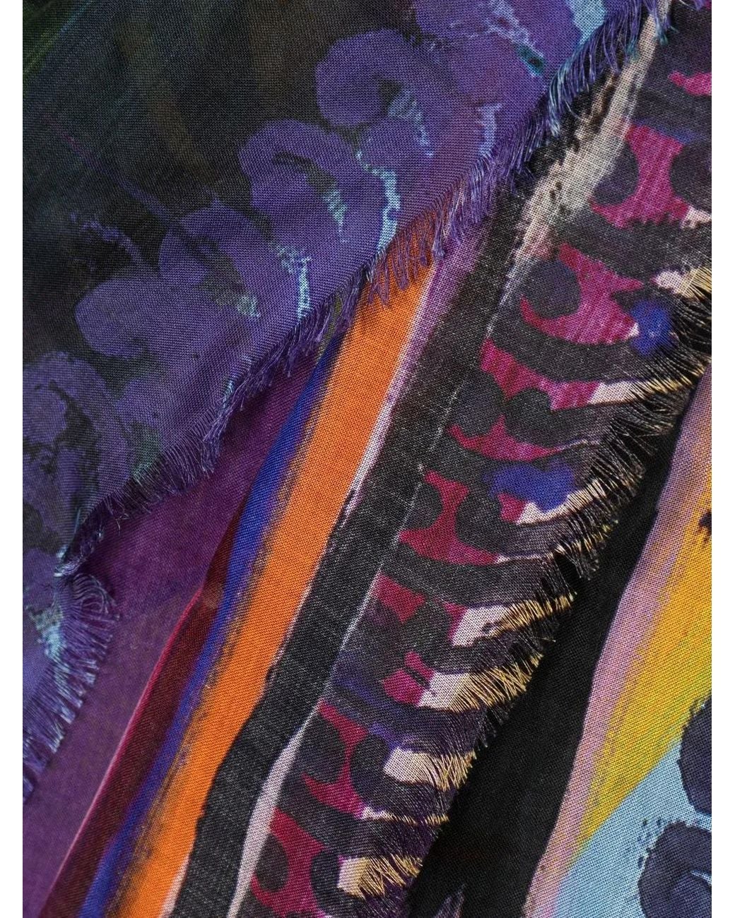 Givenchy Multicolor Abstract-Print Frayed Scarf for men