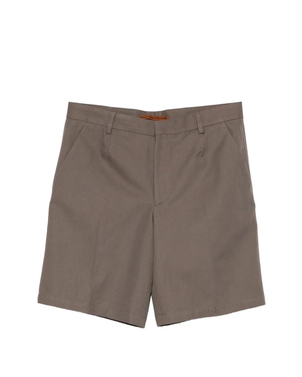 Zegna Brown Pressed-Crease Shorts for men
