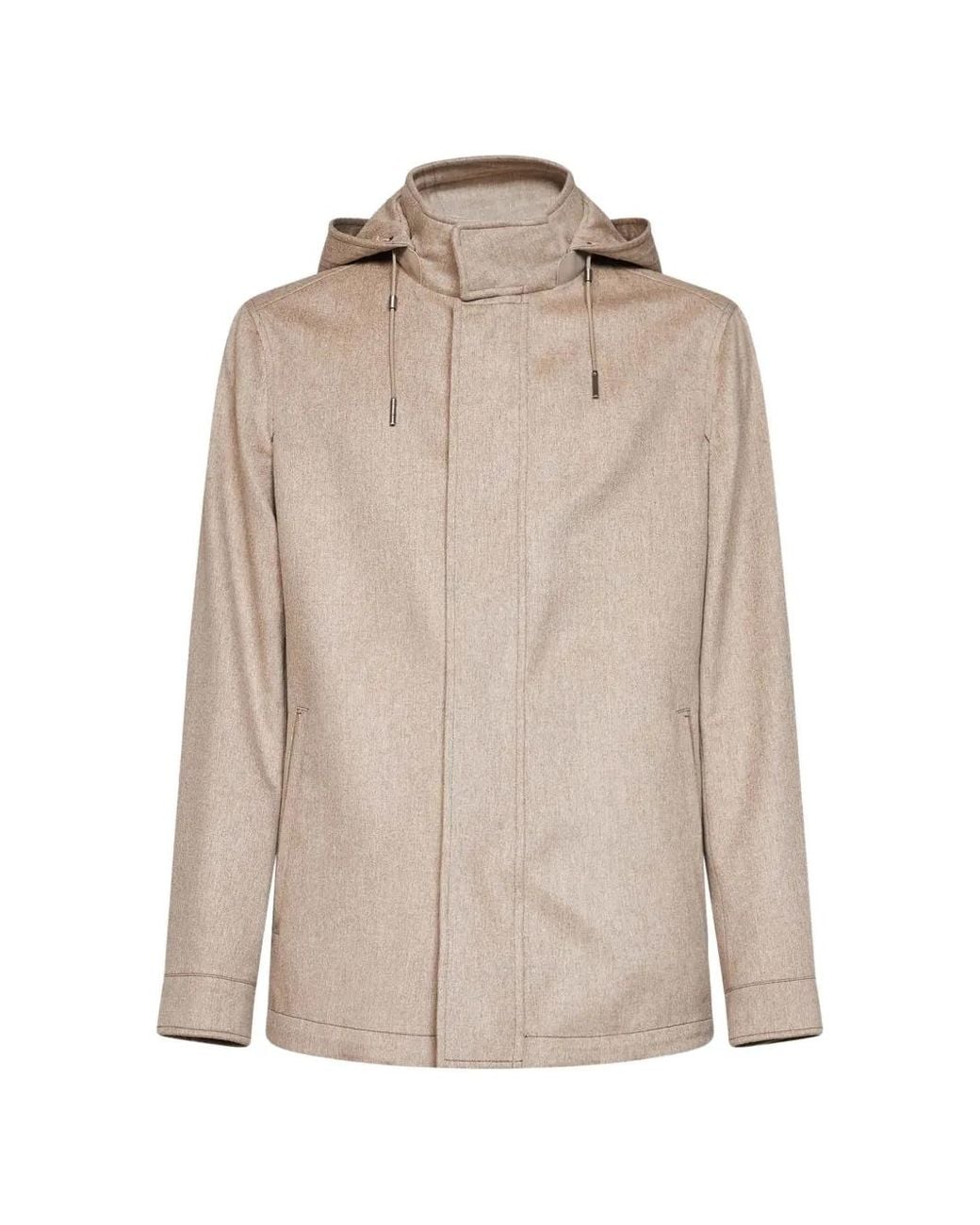 Zegna Natural Hooded Cashmere Jacket for men