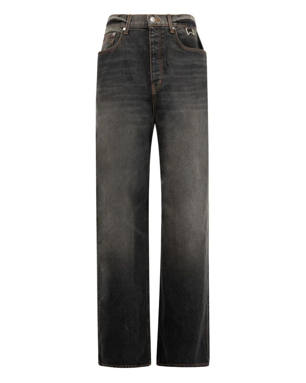 Rhude Gray Whiskering-Effect Jeans for men