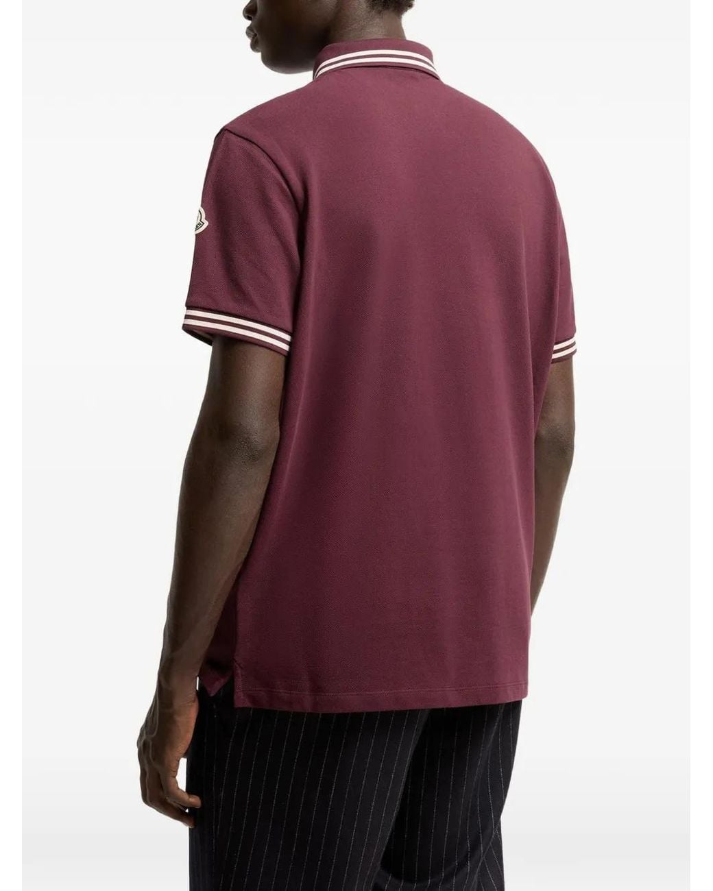 Moncler Red Cotton Ss Polo T-Shirt for men