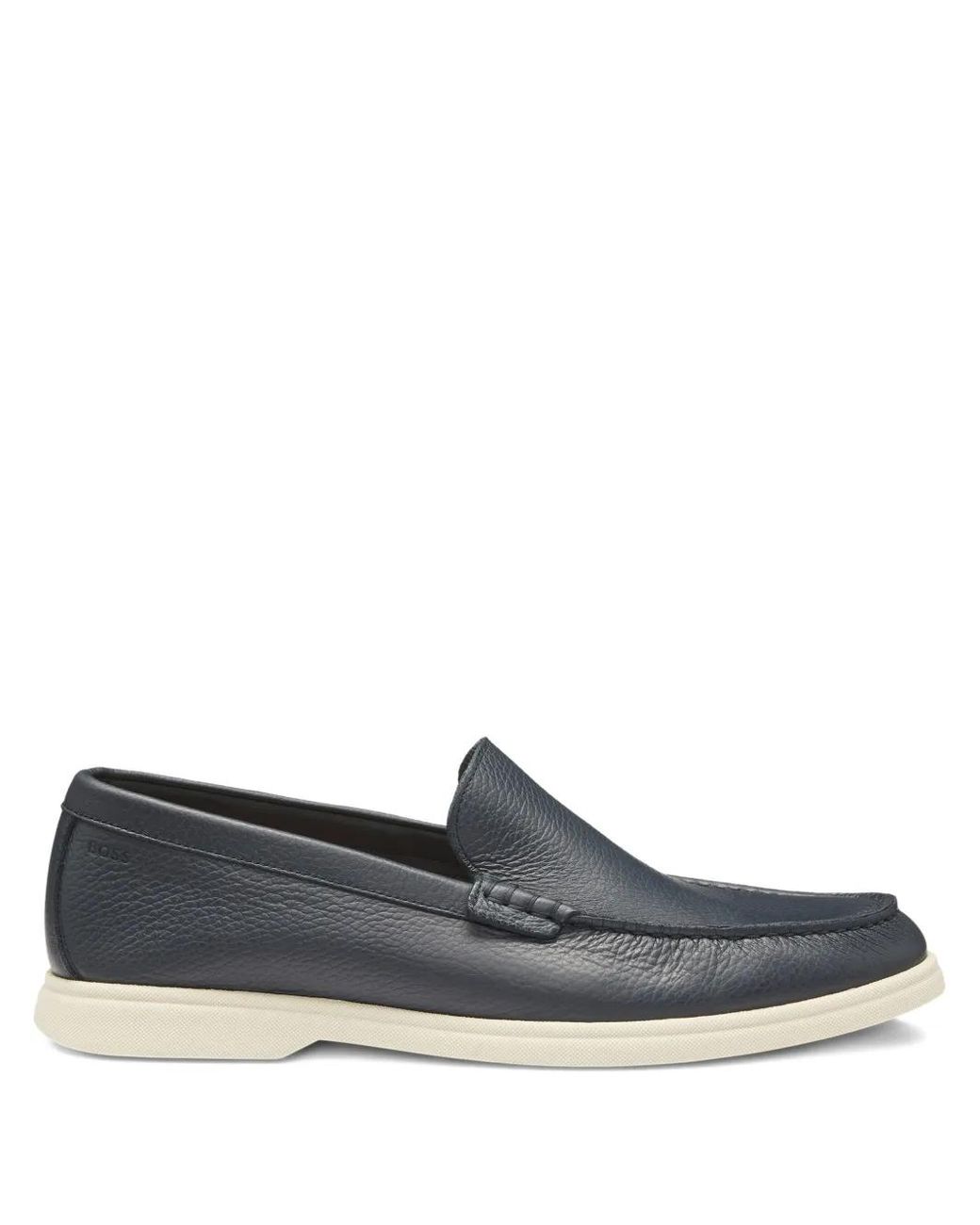 Boss Gray Logo-Detail Moccasins for men
