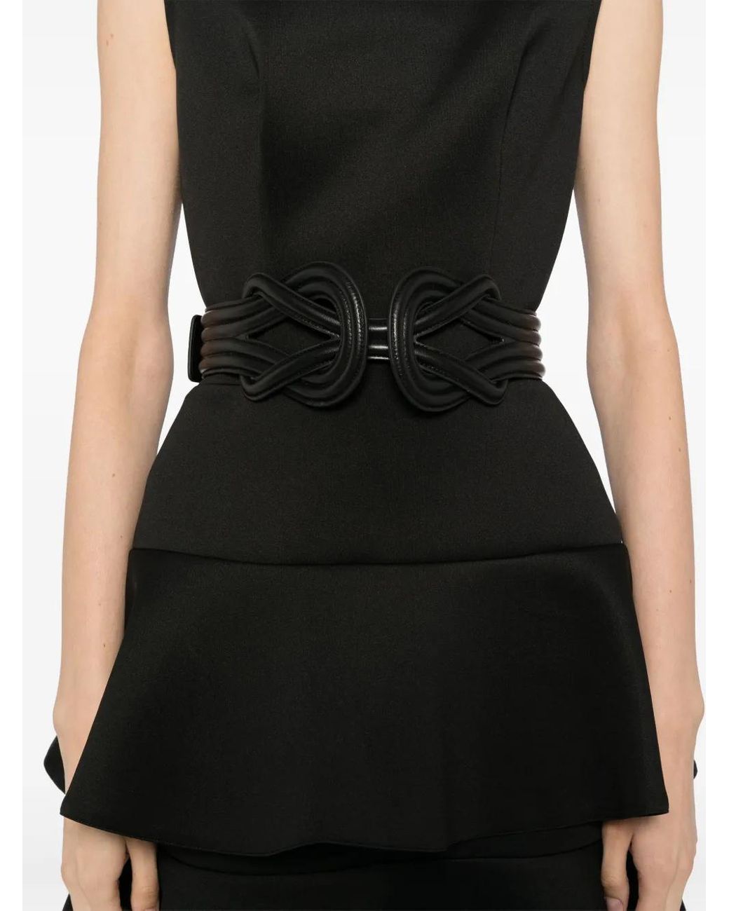 Saiid Kobeisy Black Midi Ruffled Dress