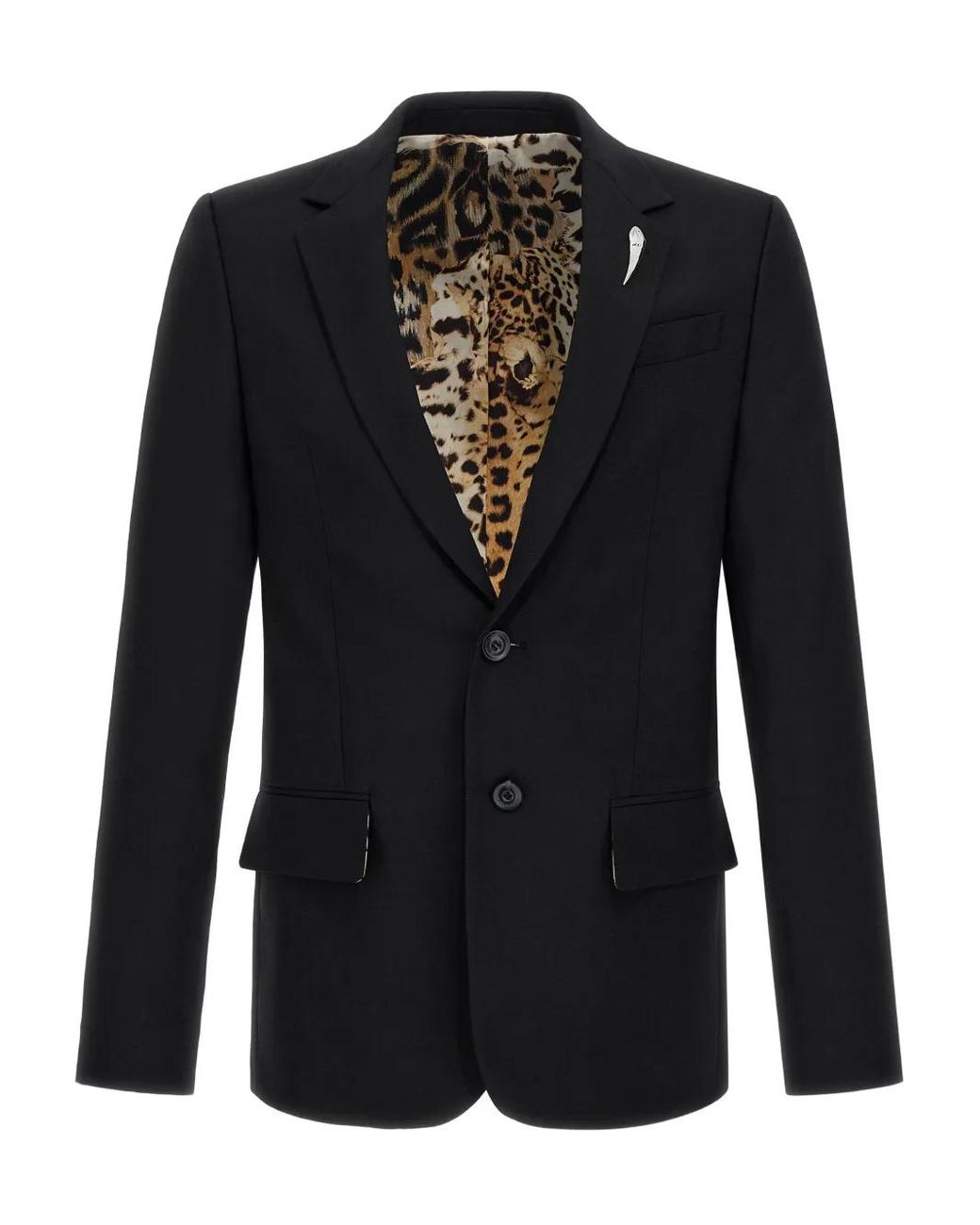 Roberto Cavalli Black Single-Breasted Blazer for men