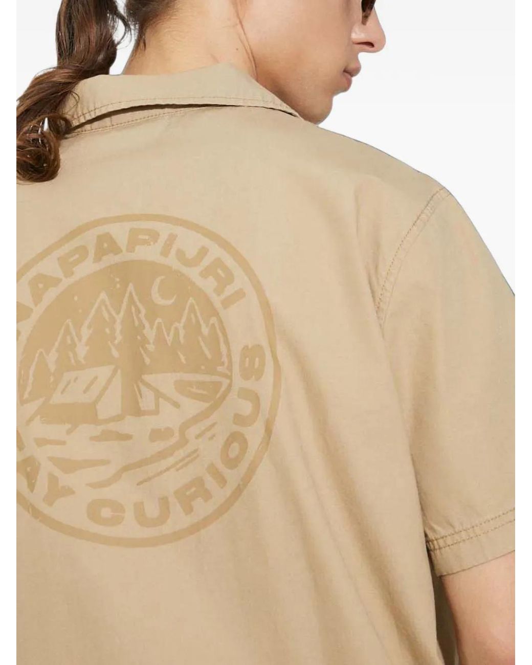 Napapijri Natural Back-Print Short-Sleeved Shirt for men
