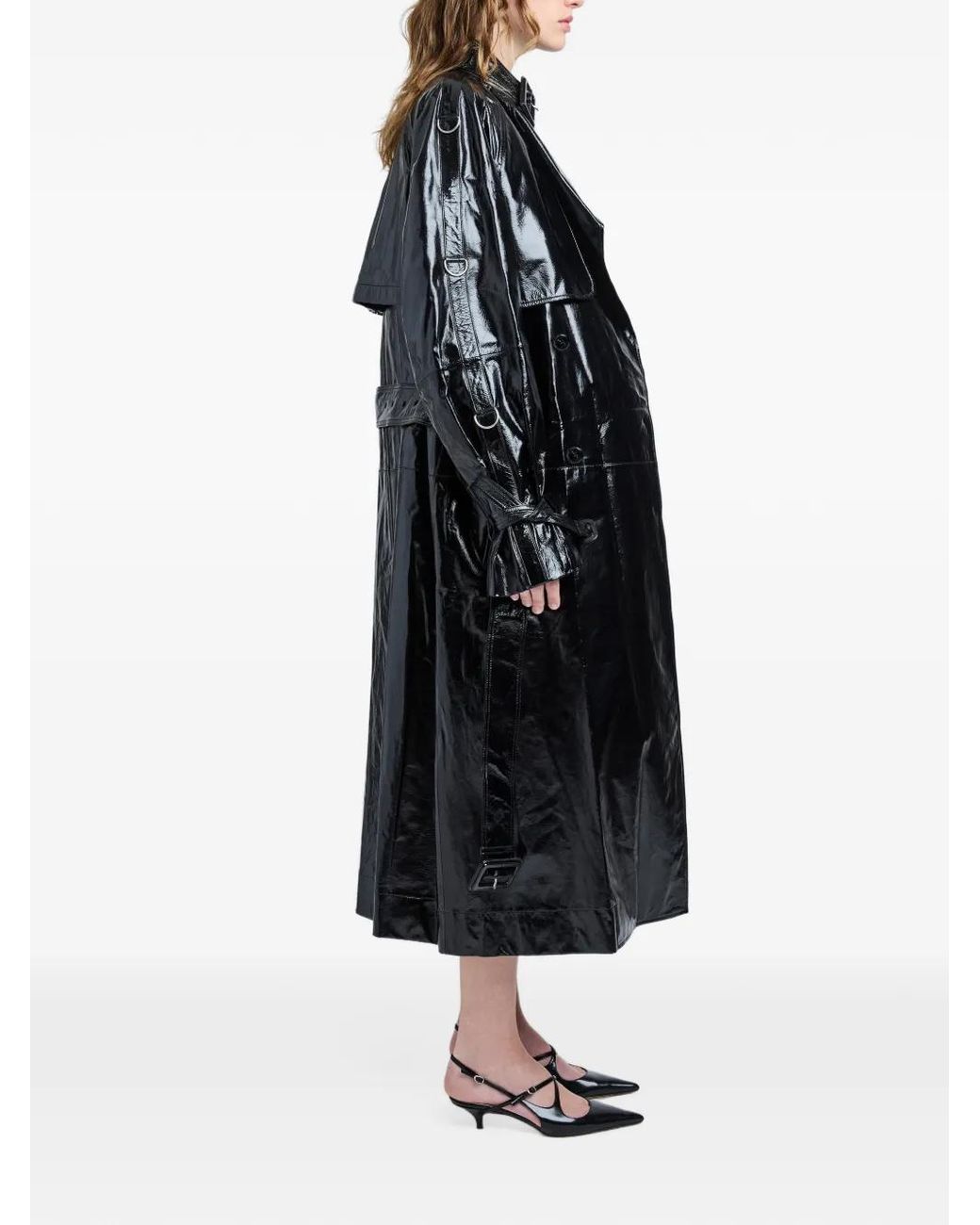 Proenza Schouler Black Sabina Lacquered Coat