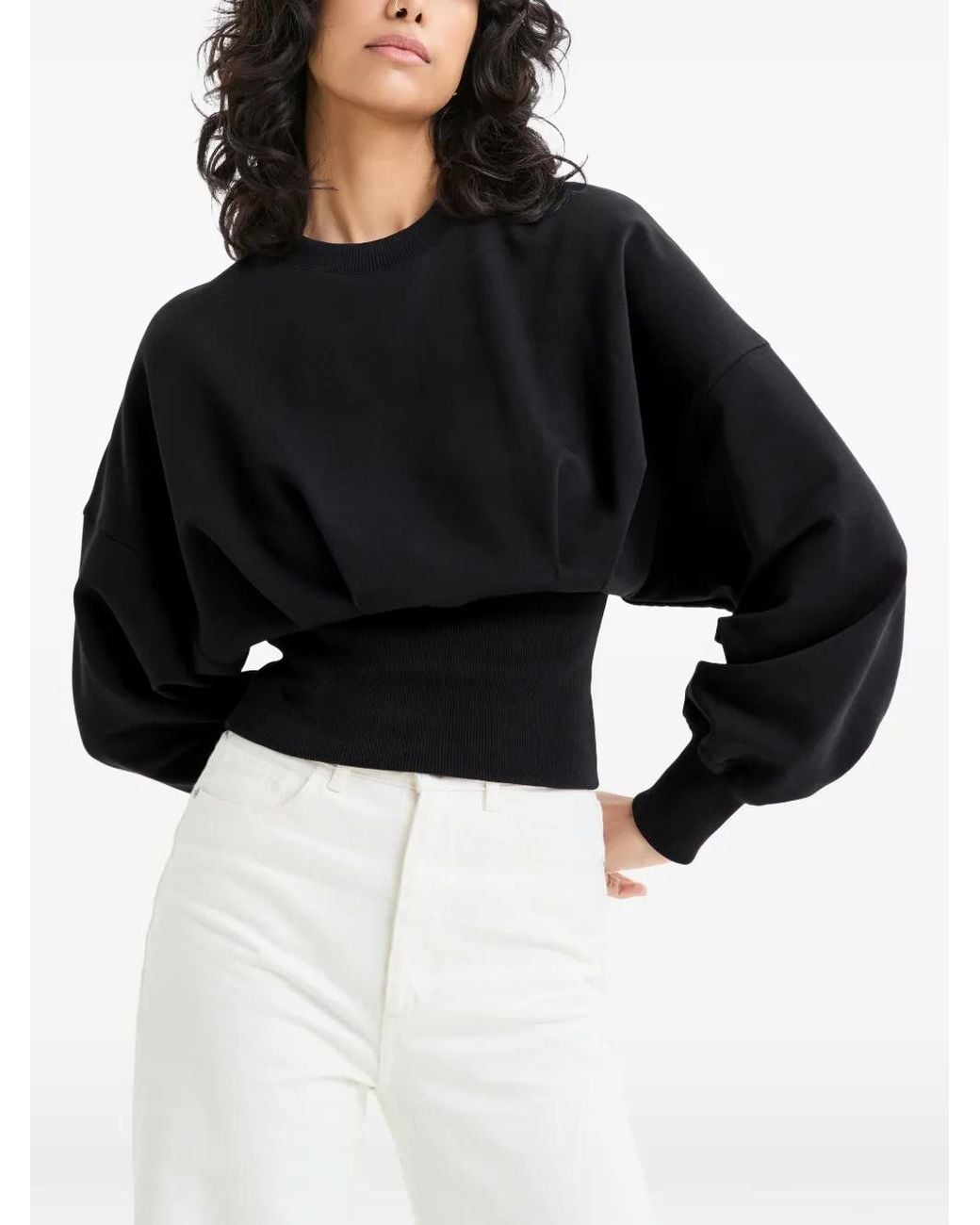 MARCELLA Black Maris Puff-Sleeve Sweatshirt