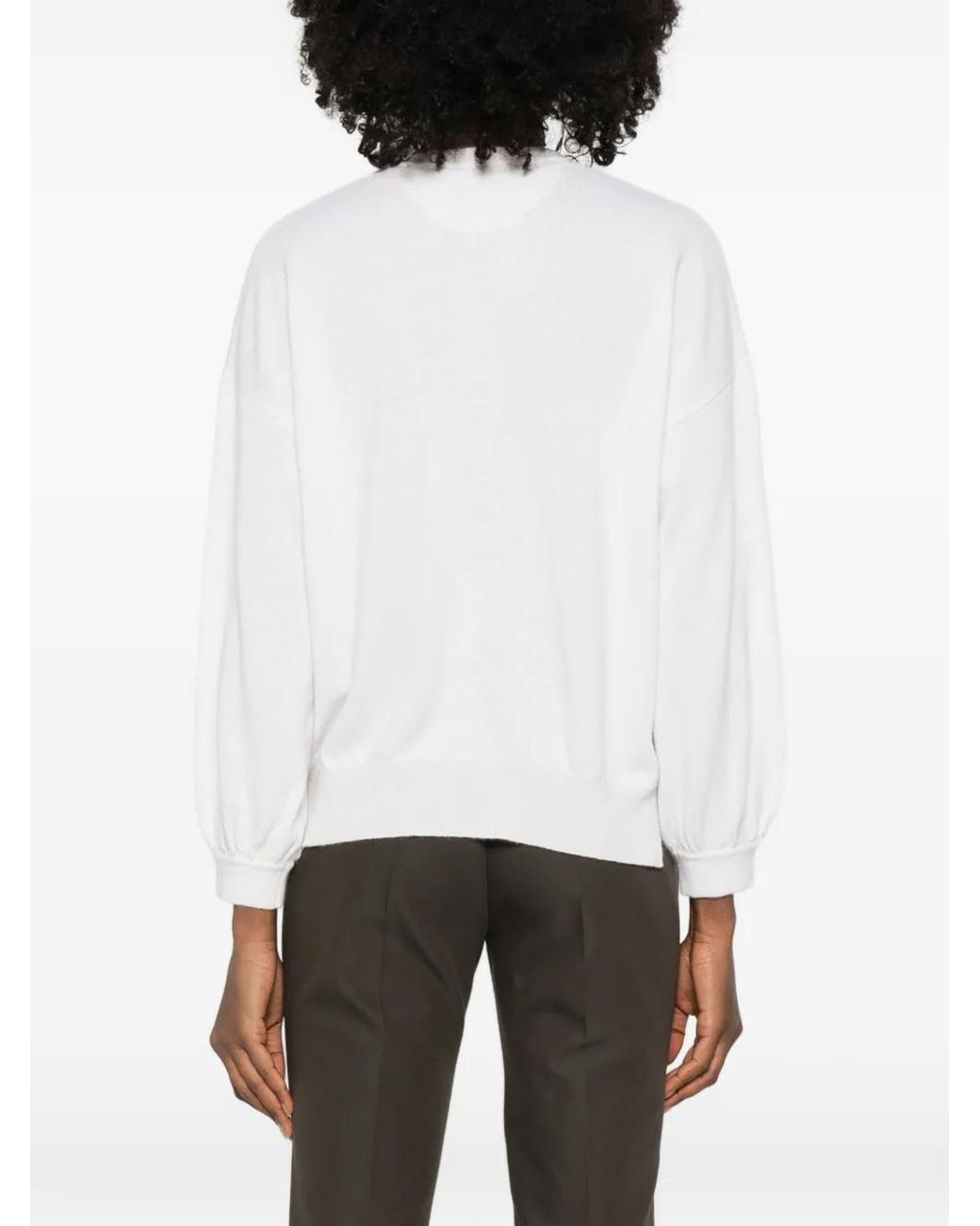 Purotatto White V-Neck Sweater