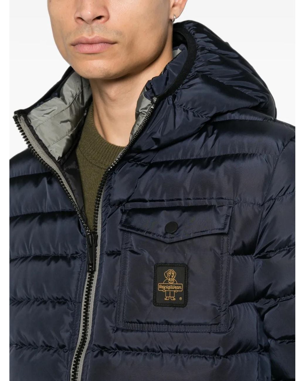 Refrigiwear Blue Hunter Quilted Hooded Jacket for men