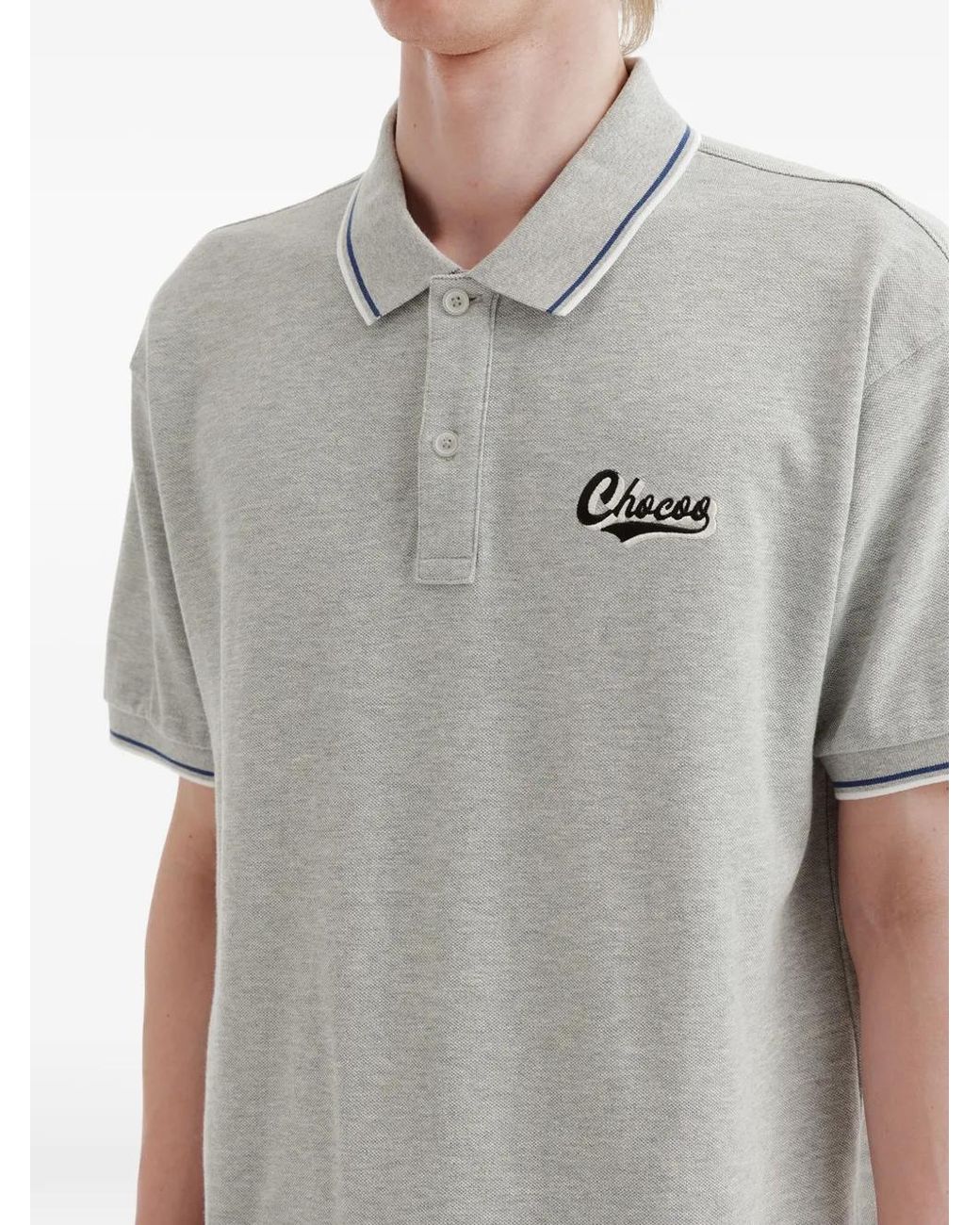 Chocoolate Gray Polo À Logo Brodé for men