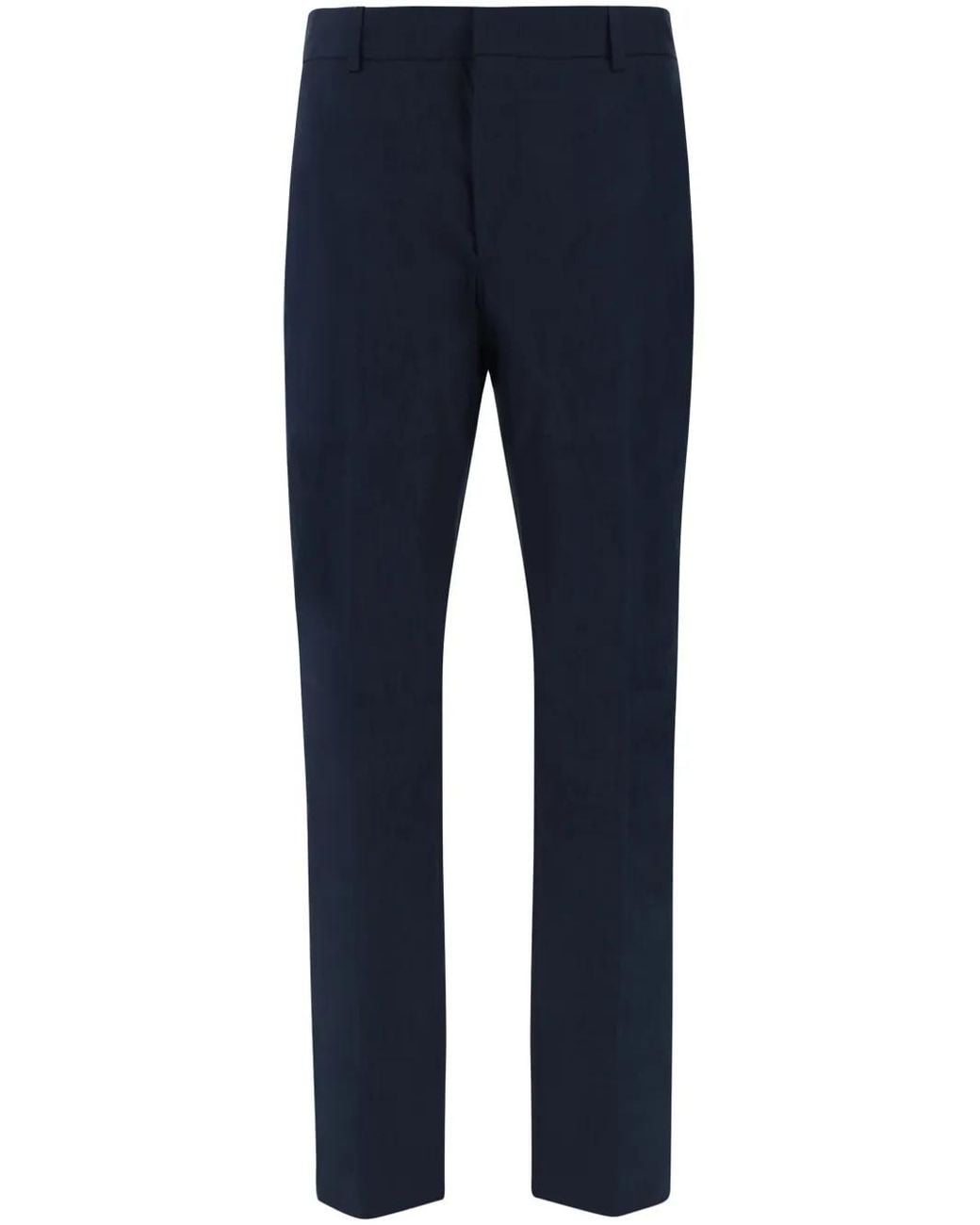 PT Torino Blue Cotton-Blend Straight-Leg Trousers for men