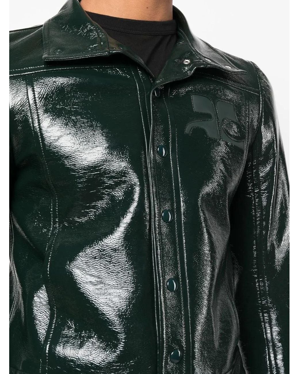 Courreges Black Button-Up Faux-Leather Jacket for men