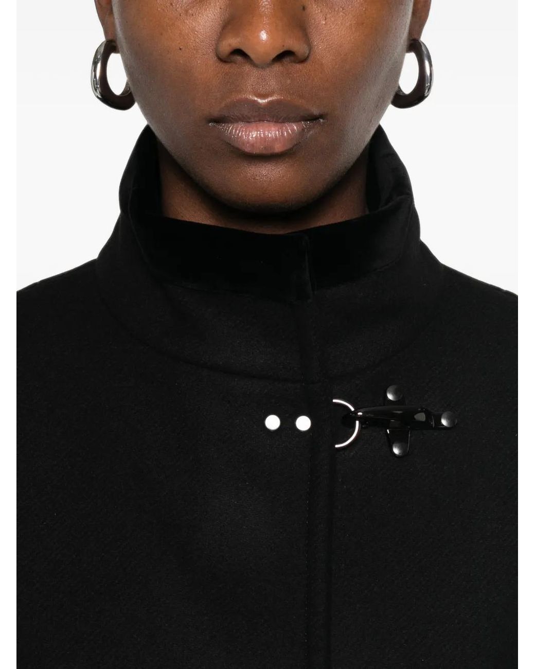 Fay Black Virginia Lobster-Claw Fastening Coat
