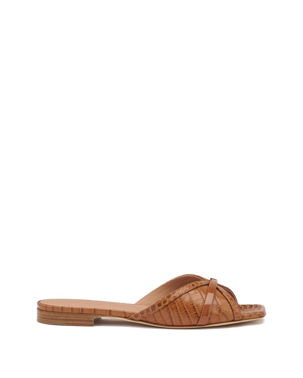 Malone Souliers Brown Perla Croc-Embossed Sandals