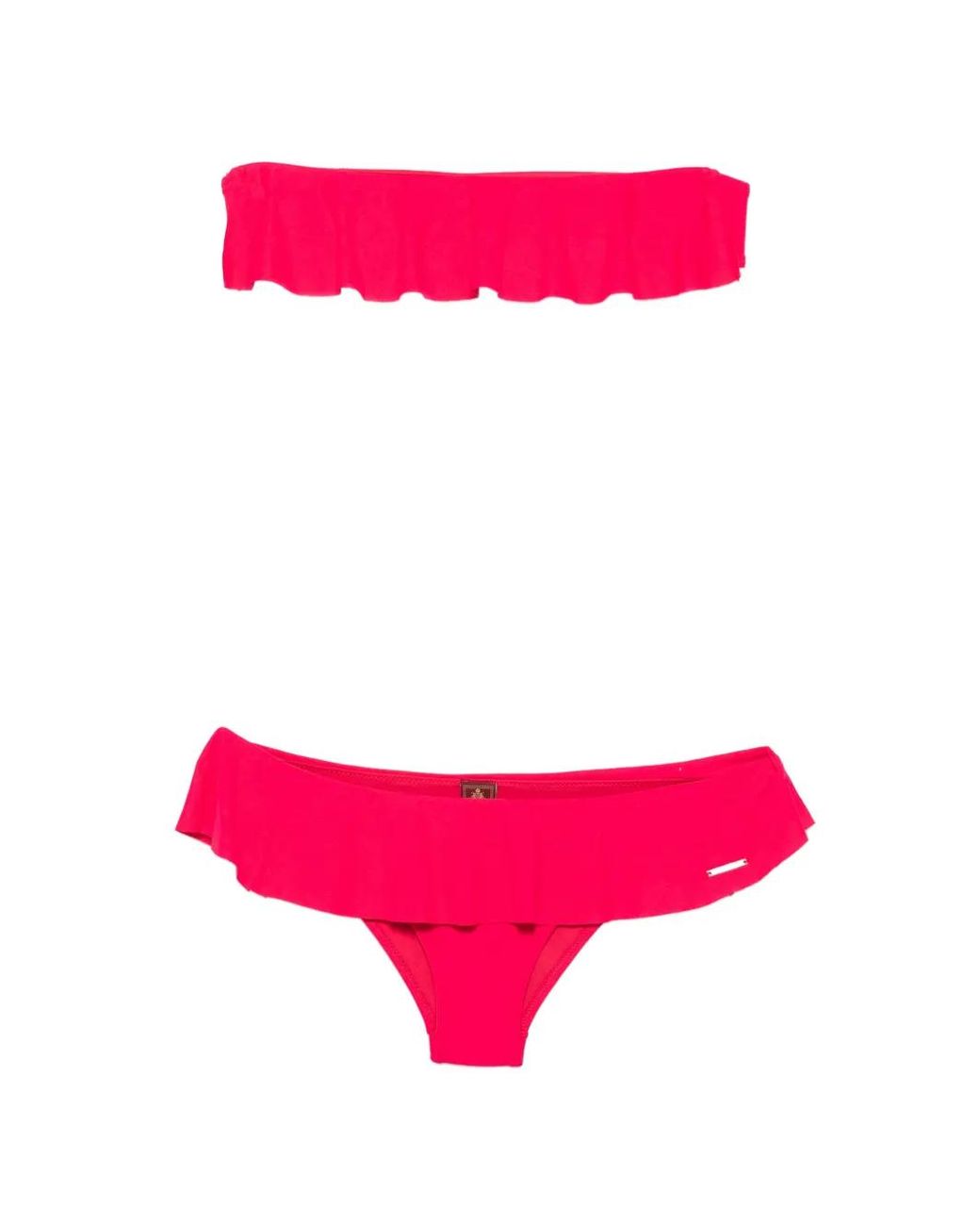 Dondup Pink Candis Ruffled Bandeau Bikini