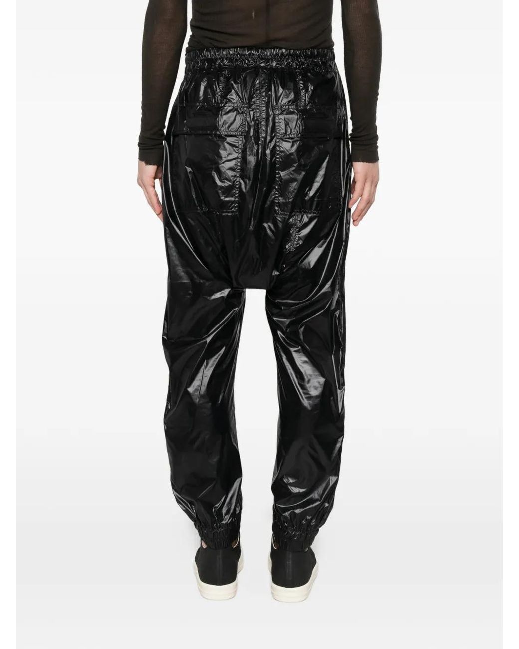 Rick Owens Black Prisoner Drawstring Trousers for men