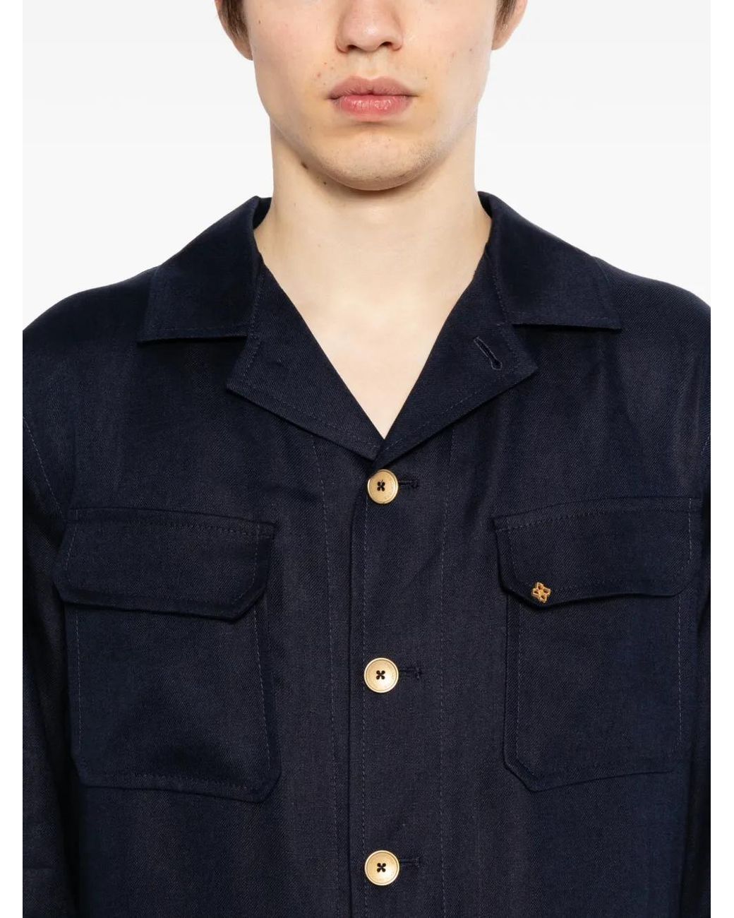 Tagliatore Blue Chest Flap Pocekts Jacket for men