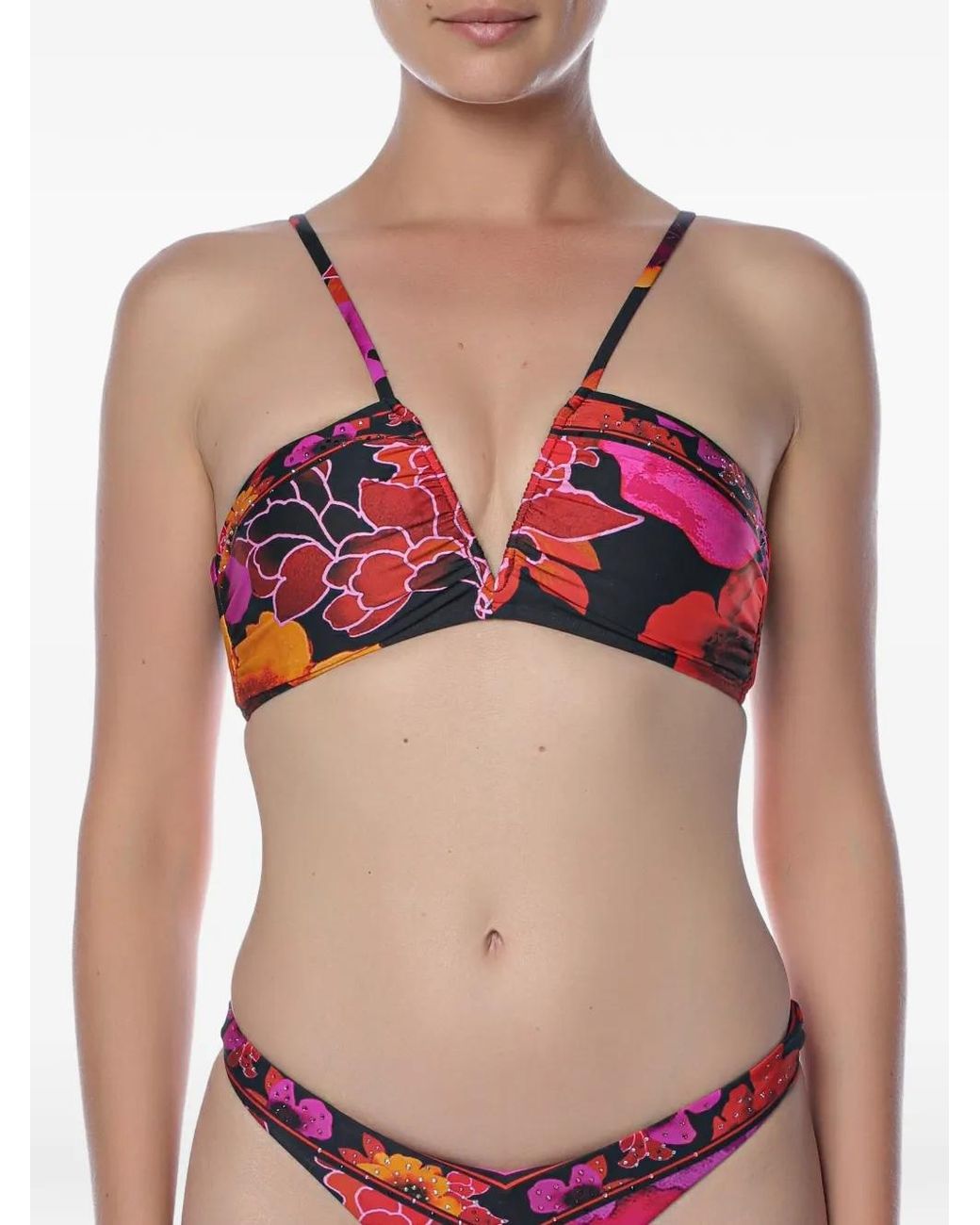 Camilla Pink Floral-Print Bikini Top