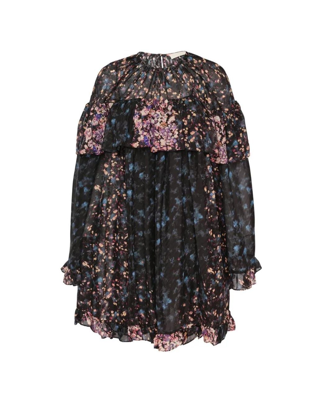 Ulla Johnson Gray Lune Floral-Print Silk Flared Mini Dress