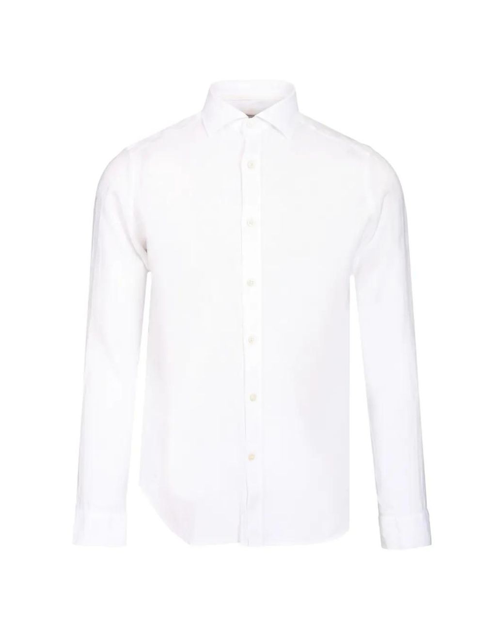 Al Duca D'aosta White Spread-Collar Button-Down Linen Shirt for men