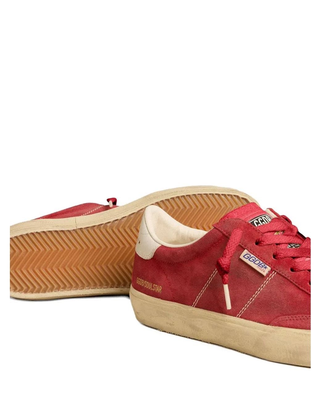 Golden Goose Deluxe Brand Red Low-Top Suede Sneakers With Padded Collar