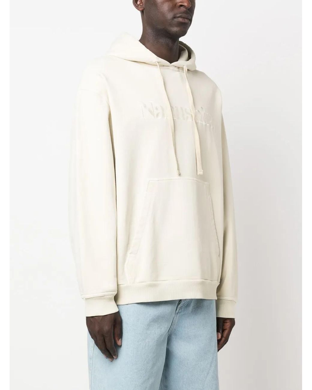 Nanushka White Logo-Embroidered Cotton Hoodie