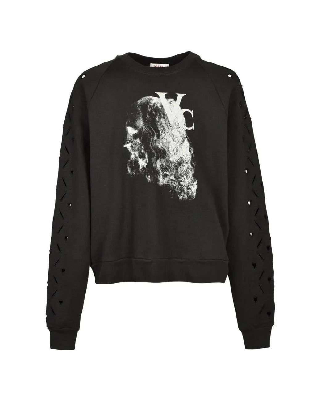 MASU Black Heart Hole Graphic-Print Sweatshirt for men