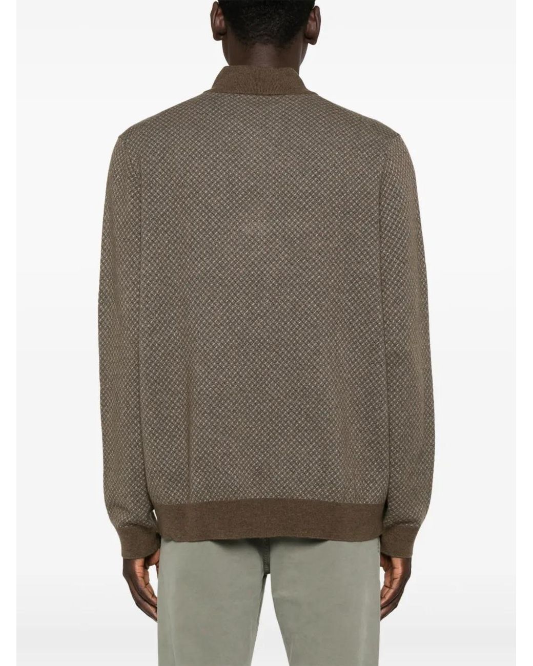 Boss Brown Intarsia-Knit Sweater for men