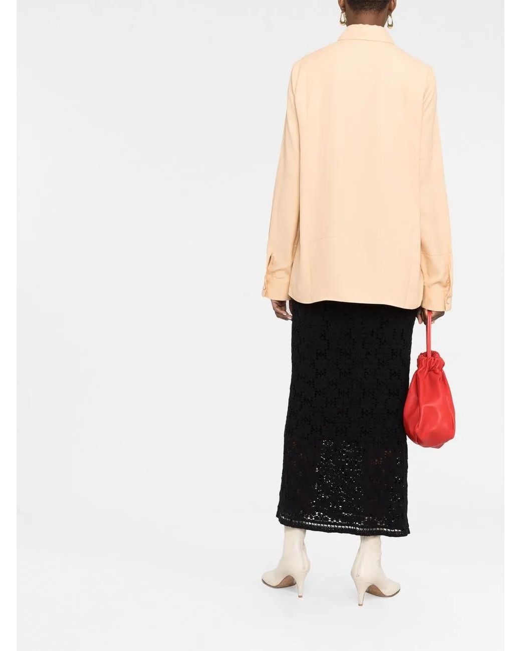 Jil Sander Natural Classic Collar Buttoned Blouse