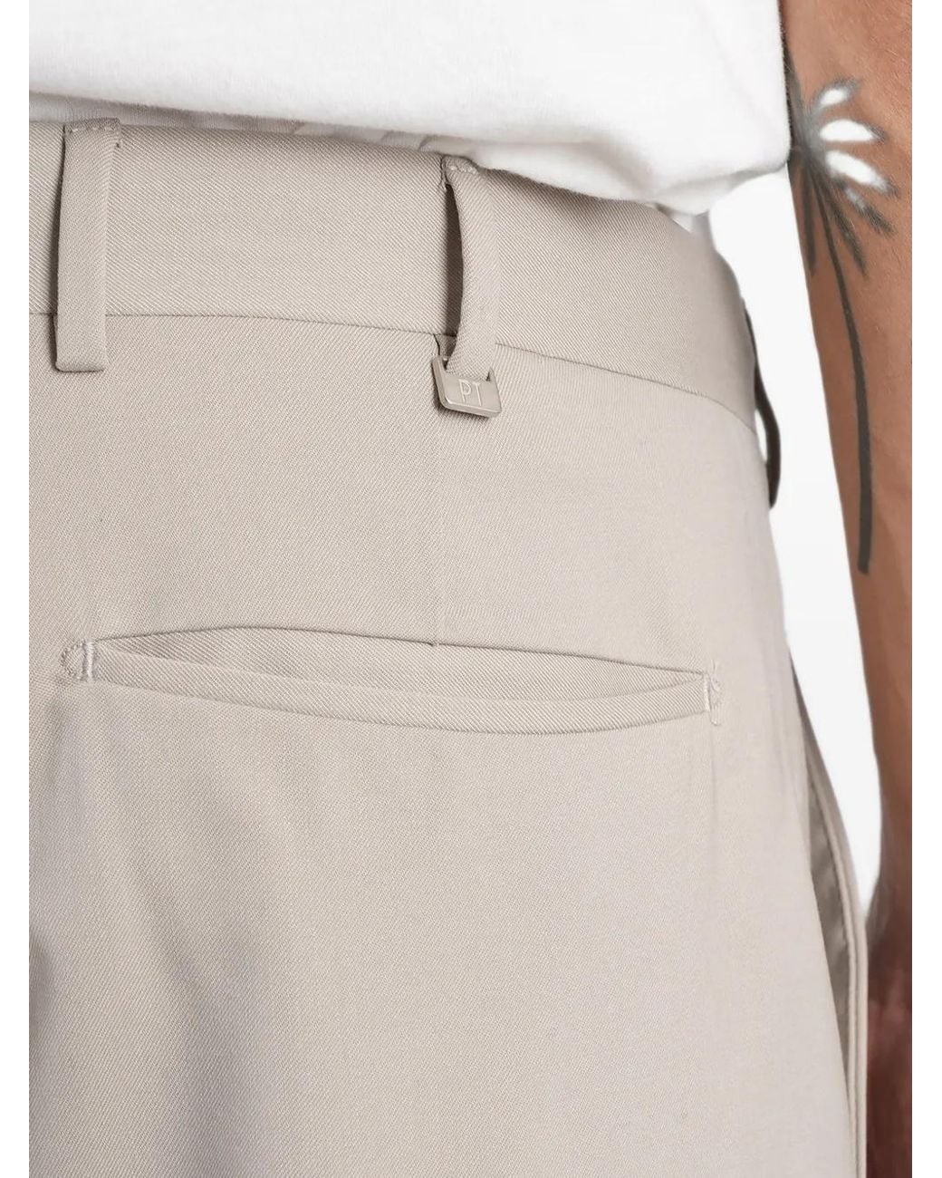 PT Torino Gray Pressed-Crease Tailored Trousers for men