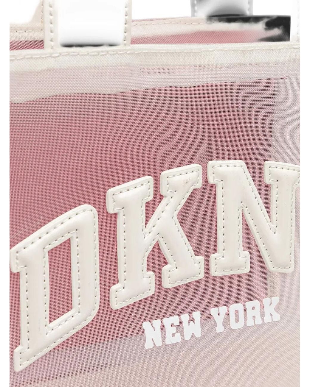 DKNY Pink Logo-Patch Mesh Tote Bag