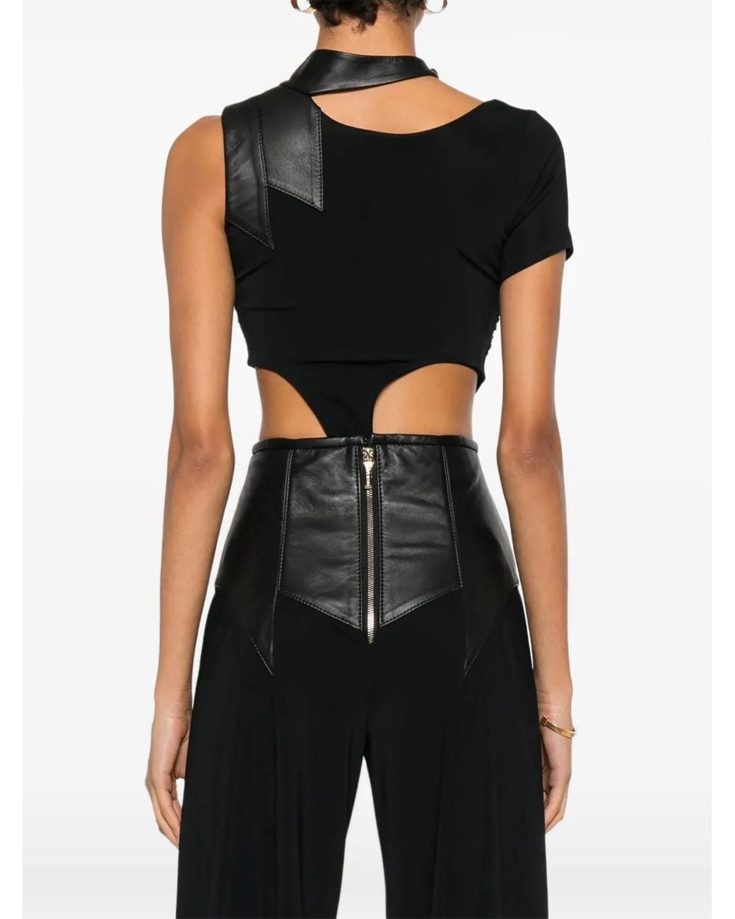 MITILIANE COUTURE Black Leather Insert Top