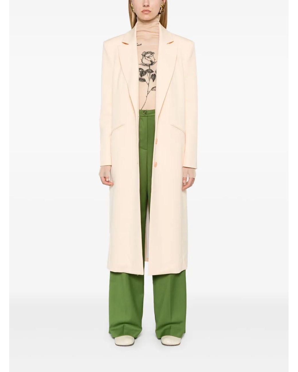 Patrizia Pepe Natural Single-Breasted Twill Coat