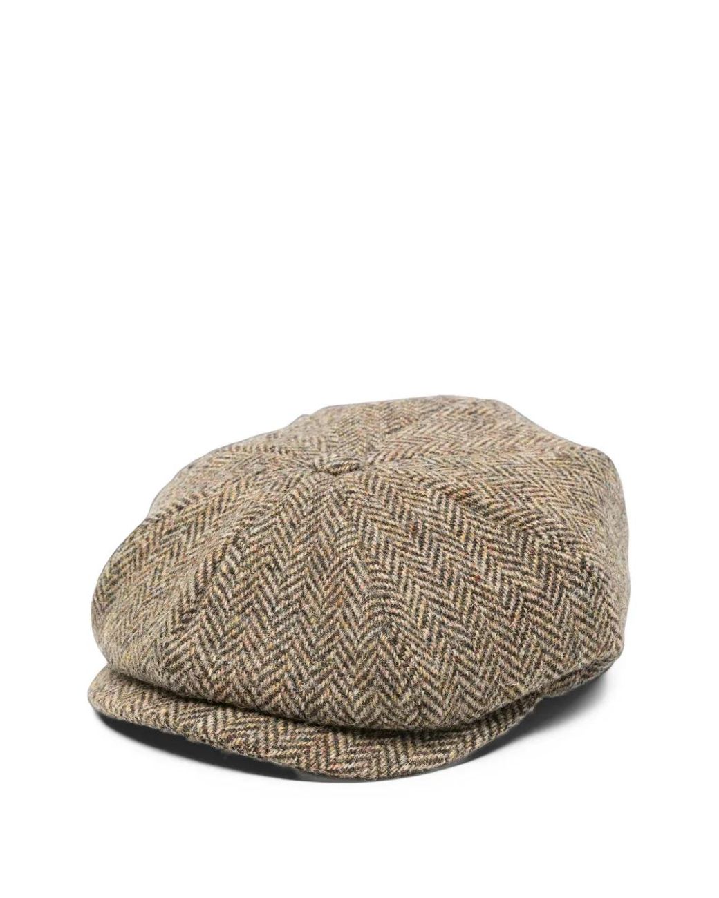 Emporio Armani Gray Herringbone-Pattern Baker Boy Hat for men