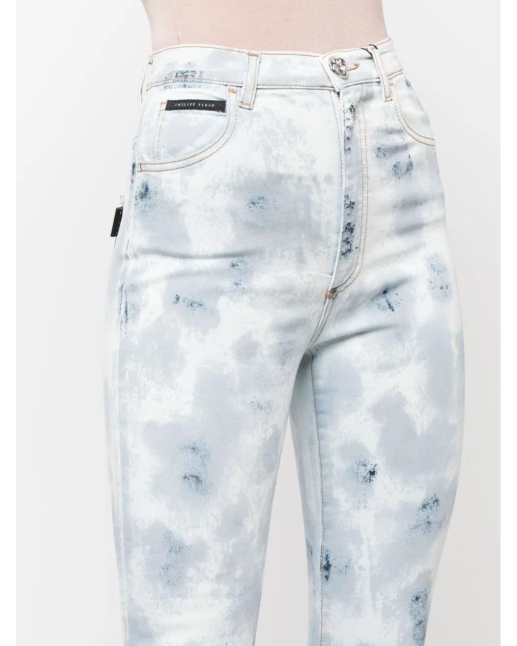 Philipp Plein Blue High-Waisted Tie-Dye Jeggings